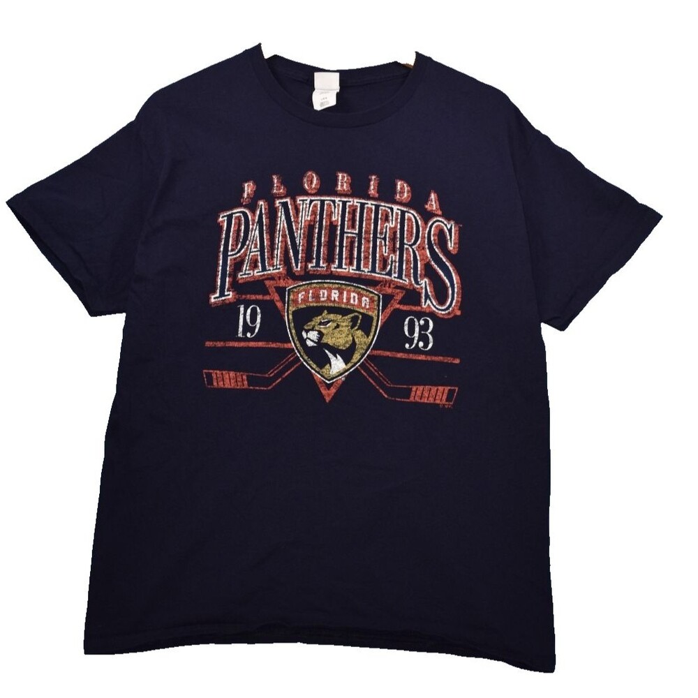 Florida Panthers NHL Graphic T-Shirt Men’s Large Navy Blue Hockey Hanes